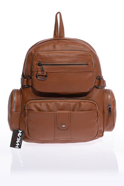 By Hakan Mega-501 Washed Leather Backpack Daily Bag Brown