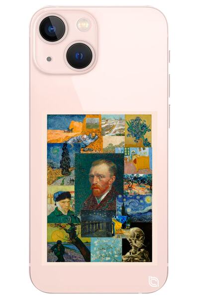 WANNA PROTECT Iphone 14 Plus Van Gogh Desenli Silikon Şeffaf Telefon Kılıfı