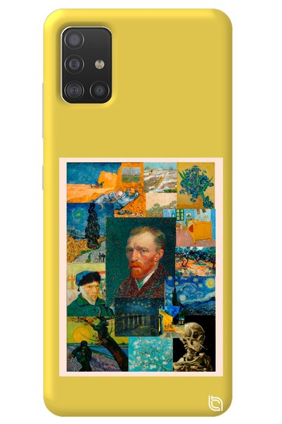 WANNA PROTECT Samsung M51 Yellow Premium Velvet Van Gogh Patterned Silicone P...