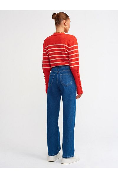 Dilvin 70727 Pantaloni plisați-albastru