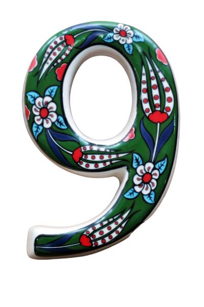 Yılmazel Door Number Ornament Handmade Ceramic Tulip Pattern