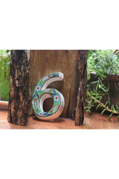 Yılmazel Door Number Ornament Handmade Ceramic Tulip Pattern