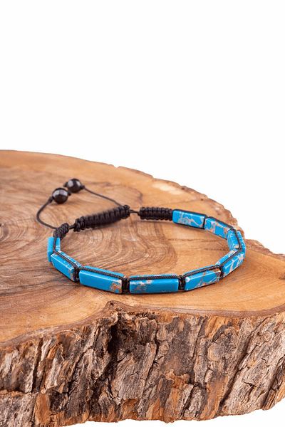 Tesbih Atölyesi Certified Blue Varisite Stone Natural Stone Bracelet