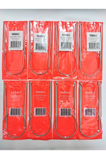 ATMACA TUHAFİYE Çelik Misinalı Iki Ucu Gagalı Şiş 60 Cm Tam Set 2,5-3-3,5-4-5...