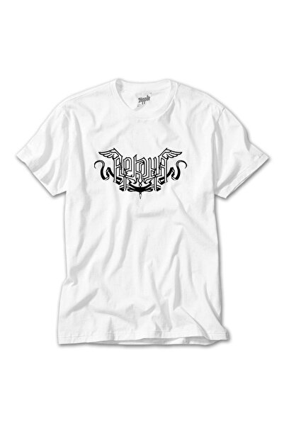 Z zepplin تي شيرت أبيض بشعار أركونا