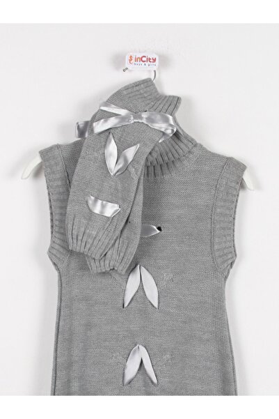 incity Girl's Ribbon Detailed Knitwear Tunic and Ribbon Complementary Sleeves