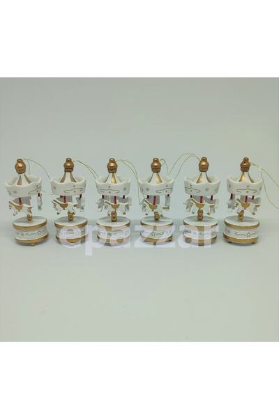 epazzar Krem Ahşap Mini Atlı Karınca 6lı Set Nostaljik Ahşap El Yapımı Atlı Karınca Dekoratif 6'lı Süsler