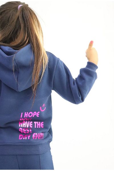 BALKABAĞI Navy Blue Fuchsia Hologram Hooded Tracksuit