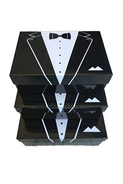 Çt Çeyizci Tekstil Damat Bohçası Smokin Model 3'lü Damat Kutusu