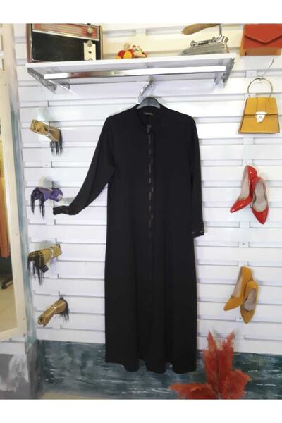 hümanaz Kadın Mürdüm Renk Büyük Beden Gizli Fermuarlı Cepli Nakış Işleme Örme Petek Kumaş Ferace Pardesü