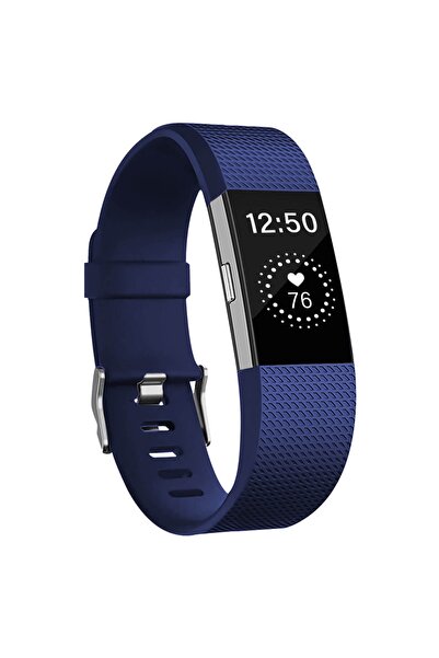 Microsonic Fitbit Charge 2 Kordon, Silicone Sport Band Lacivert