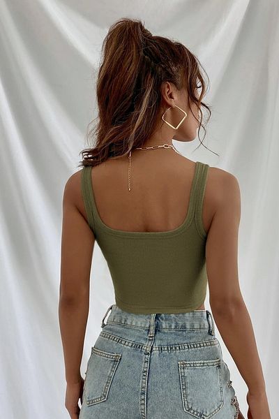 Imoda Γυναικεία Χακί Πράσινη Μπλούζα Crop Top