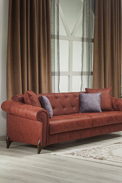 Modalife Valentino Üçlü Kanepe Yataklı/sandıklı - Bordo