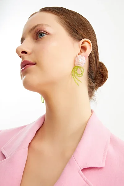Padam Paris Limited Edition Crystal Beaded 100% Handmade Flower Pearl Earrings Pdmy38