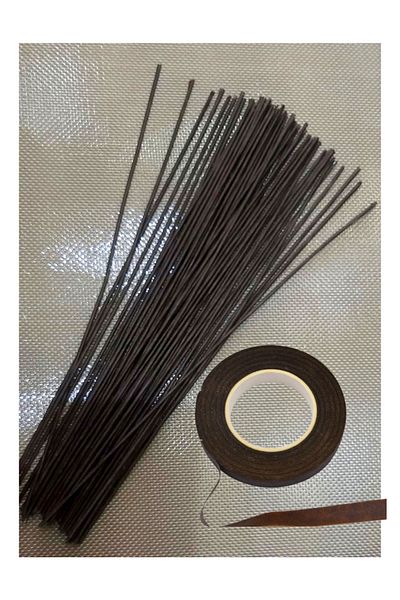 PASTRY PLANET Thick Brown Flower Wire 100 Pieces + Flower Tape 1 Piece