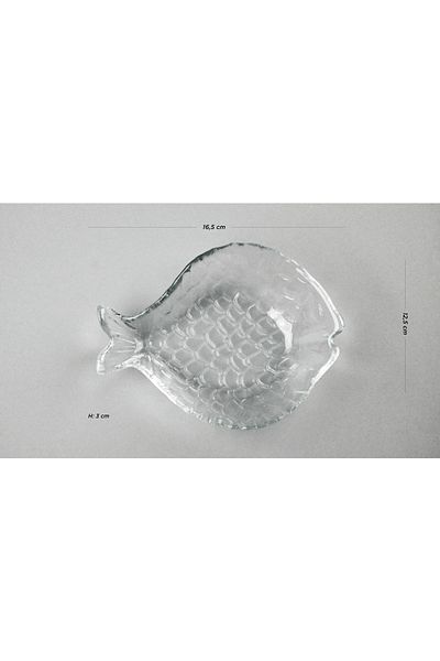 HERITAGE Fish Serving Plate Glass Single 16.5 X 12.5 Cm