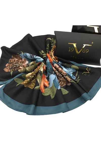 19V69 ITALIA Floral Pattern Pavia Series with Shawl Hanger and Gift Set 90x200 Cm