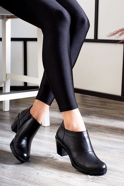 Deripabuc Genuine Leather Black Women's Leather Boots Dp37-1103