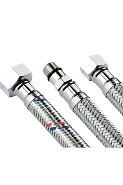 Akel 3/8 - 3/8 50cm Çelik Örgülü Hortum, Klozet, Taharet Bağlantı Hortumu, Çelik Bağlantı