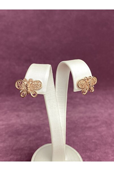 BEY SİLVER 925 Ayar Gümüş Telkari Kelebek Küpe