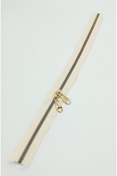 angel çanta aksesuar Çift Başlı Krem Fermuar Light Gold Metal 40 Cm