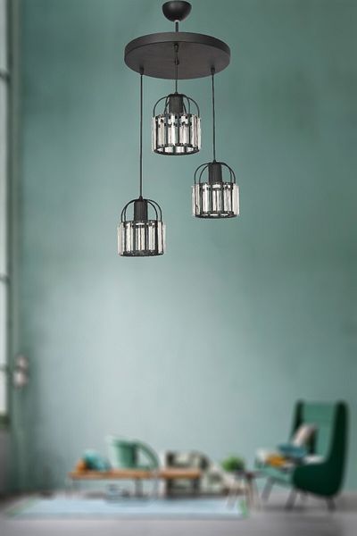 VENON Titania Lighting 3-Piece Pendant Lamp - Black Chandelier