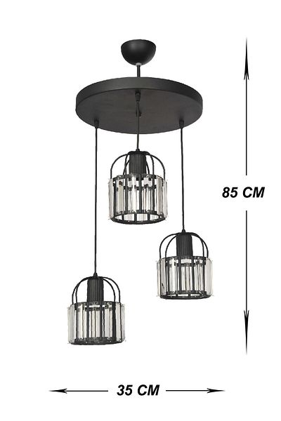 VENON Titania Lighting 3-Piece Pendant Lamp - Black Chandelier