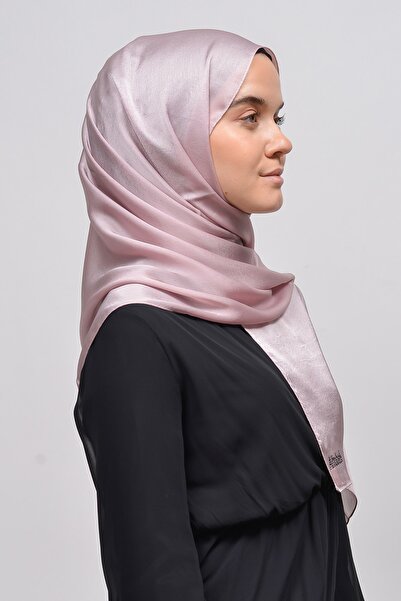 Altobeh Janjan Shiny Satin Textured Hijab Evening Dress Chiffon Shawl-Light Powder