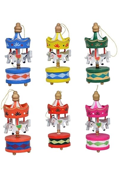 epazzar Ahşap Mini Atlı Karınca 6lı Set Nostaljik Ahşap El Yapımı Atlı Karınca Dekoratif 6'lı Süsler