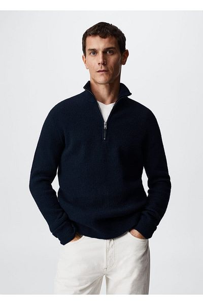 MANGO Man Zippered Perkins Collar Sweater