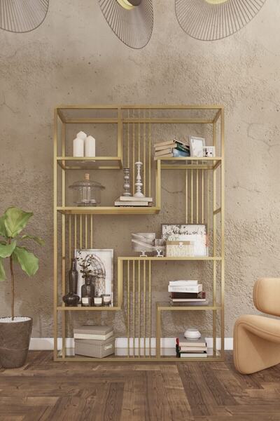 Atolly Home Gold Metal Kitaplık
