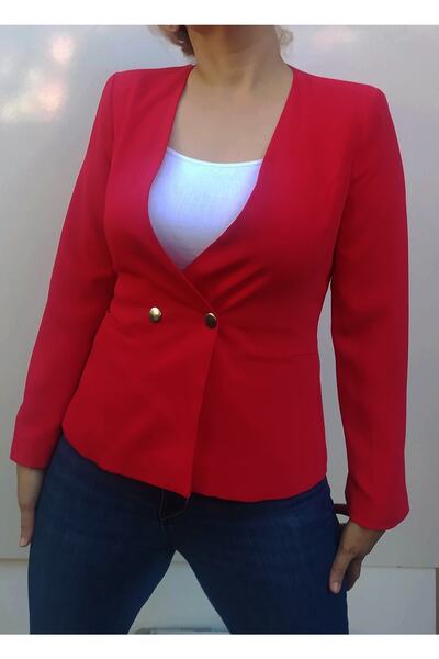 Hepsibitarz Kadın Kırmızı Blazer Bayan Ceket