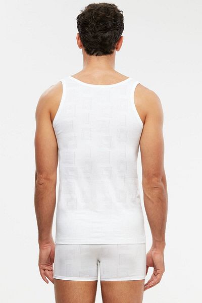 Kom Phoenix Strap Modal Jacquard Pattern Men's Undershirt White