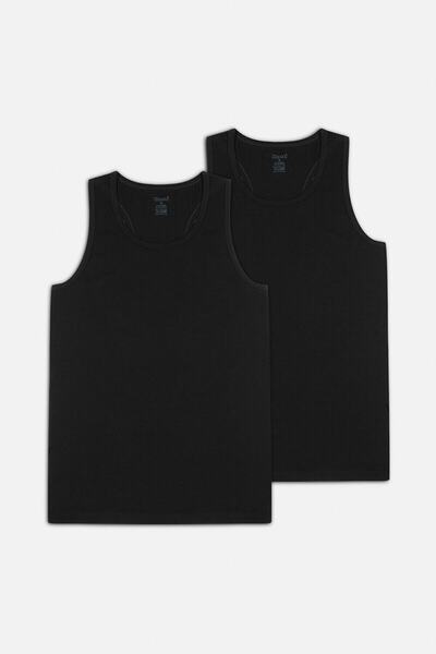 Kom White Aytron Halter 2 Pack Basic Men's Undershirt