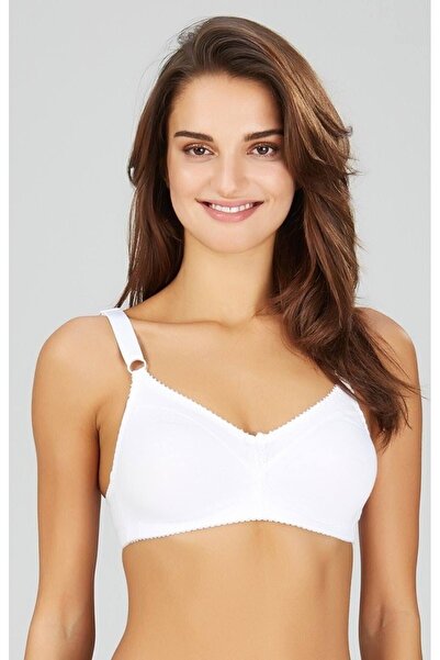 Kom Γυναικείο λευκό βαμβακερό σουτιέν χωρίς καλώδια εφέ σύσφιξης
