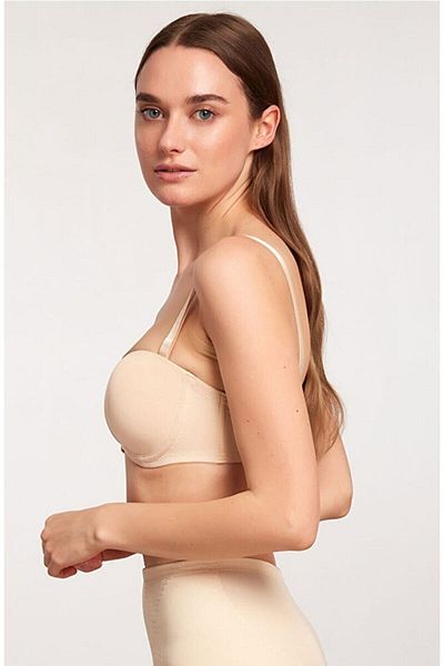 Kom Γυναικείο Skin Underwire Gathering Στράπλες Σουτιέν Empty Cup