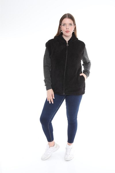 KSV Collection Plus Size Black Plush Vest