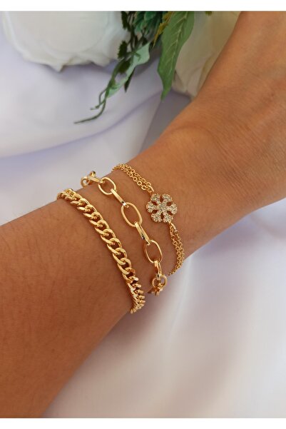 DENİZDENAL مجموعة أساور ندفة الثلج مكونة من 3 قطع