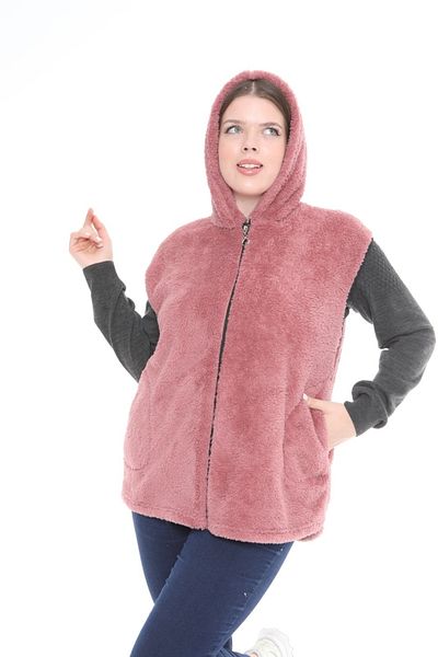 KSV Collection Βελούδινο γιλέκο Dusty Rose Plus Size