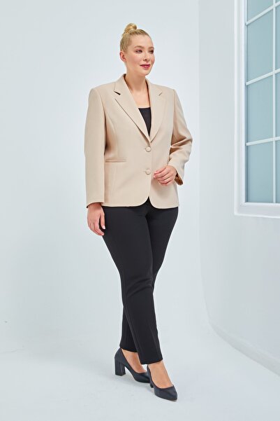 Fagi Γυναικείο μπουφάν με κουμπιά Plus Size Classic Stone Color