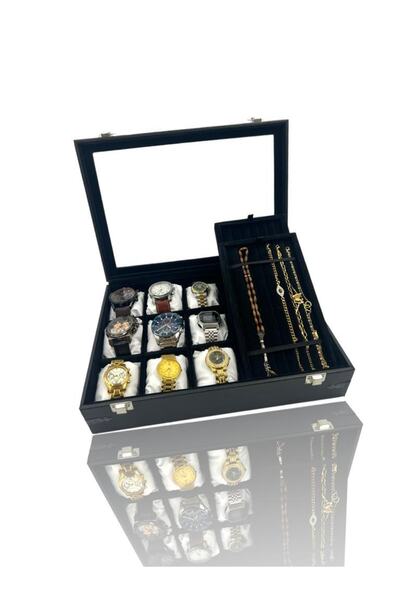 Genel Markalar 9'lu Saat Bileklik Veya Tesbih Takı Kutusu Dekoratif Köşe Koru...