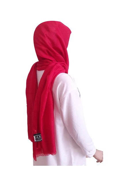 Sarar Striped Cotton Etamine Mesh Red Trend Shawl 75x190