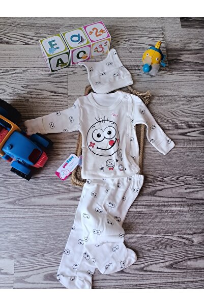 Babycan ???مجموعة Crazy Smile مكونة من 3 قطع باللون الأبيض