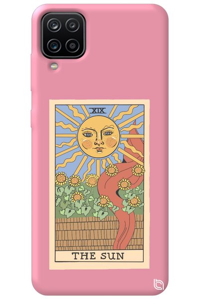 WANNA PROTECT Samsung M12 Pink Premium Velvet Inside Tarot Sun Patterned Sili...