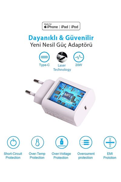 TANCELL Iphone Tüm Serilerle Uyumlu Hızlı Şarj Aleti 20w Adaptör  Mfi Lisanslı Adaptör