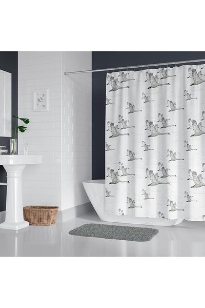 Zethome Κουρτίνα μπάνιου 2x120x200 Διπλό φτερό κουρτίνα μπάνιου με δαχτυλίδι Δώρο 6771