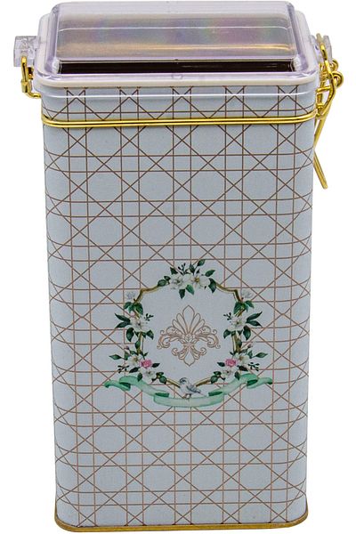 EVLE Er053-u7 Rosy Patterned Rectangular Metal Storage Container 8x10 Cm