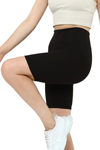 VOSSAX Μαύρο κοντό κολάν με ψηλή μέση και στενή εφαρμογή