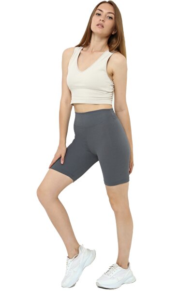 VOSSAX Γκρι κοντό κολάν με ψηλόμεσο σχέδιο και τελειόφιλο τελείωμα