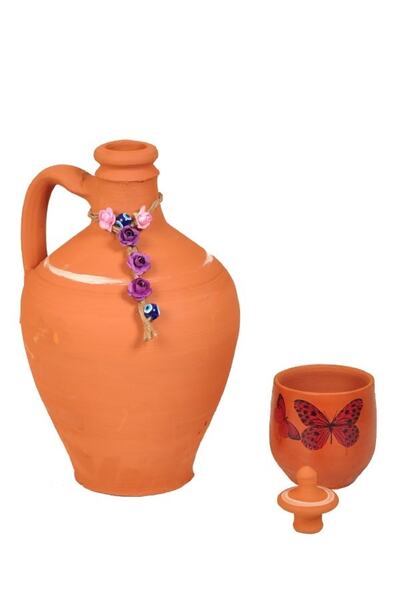 SAMESA HEDİYELİK Toprak Testi 3,5 Litre (1 Adet Testi Kapagı 1 Adet Desenli B...